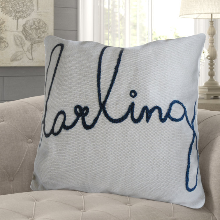 Gracie Oaks Stapleton Darling Embroidered Cotton Throw Pillow & Reviews